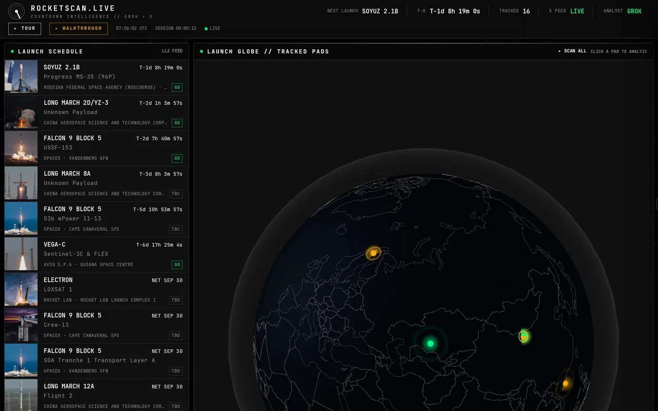 RocketScan.live launch intelligence dashboard